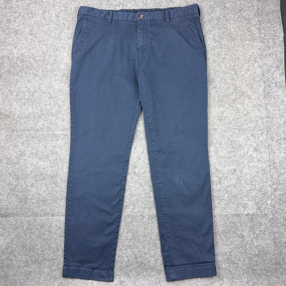 Brooks Brothers Red Fleece Chino Pants Mens 38x30 Navy Blue Flat Front Cotton